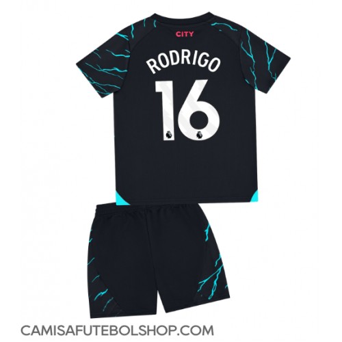 Camisa de time de futebol Manchester City Rodri Hernandez #16 Replicas 3º Equipamento Infantil 2023-24 Manga Curta (+ Calças curtas)